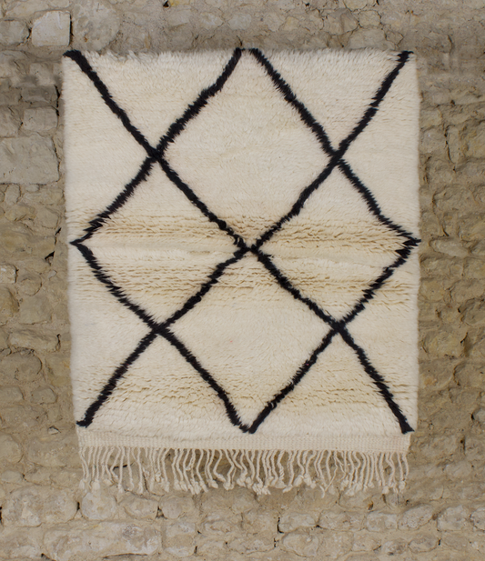 Tapis Beni ouarain Noir et Blanc