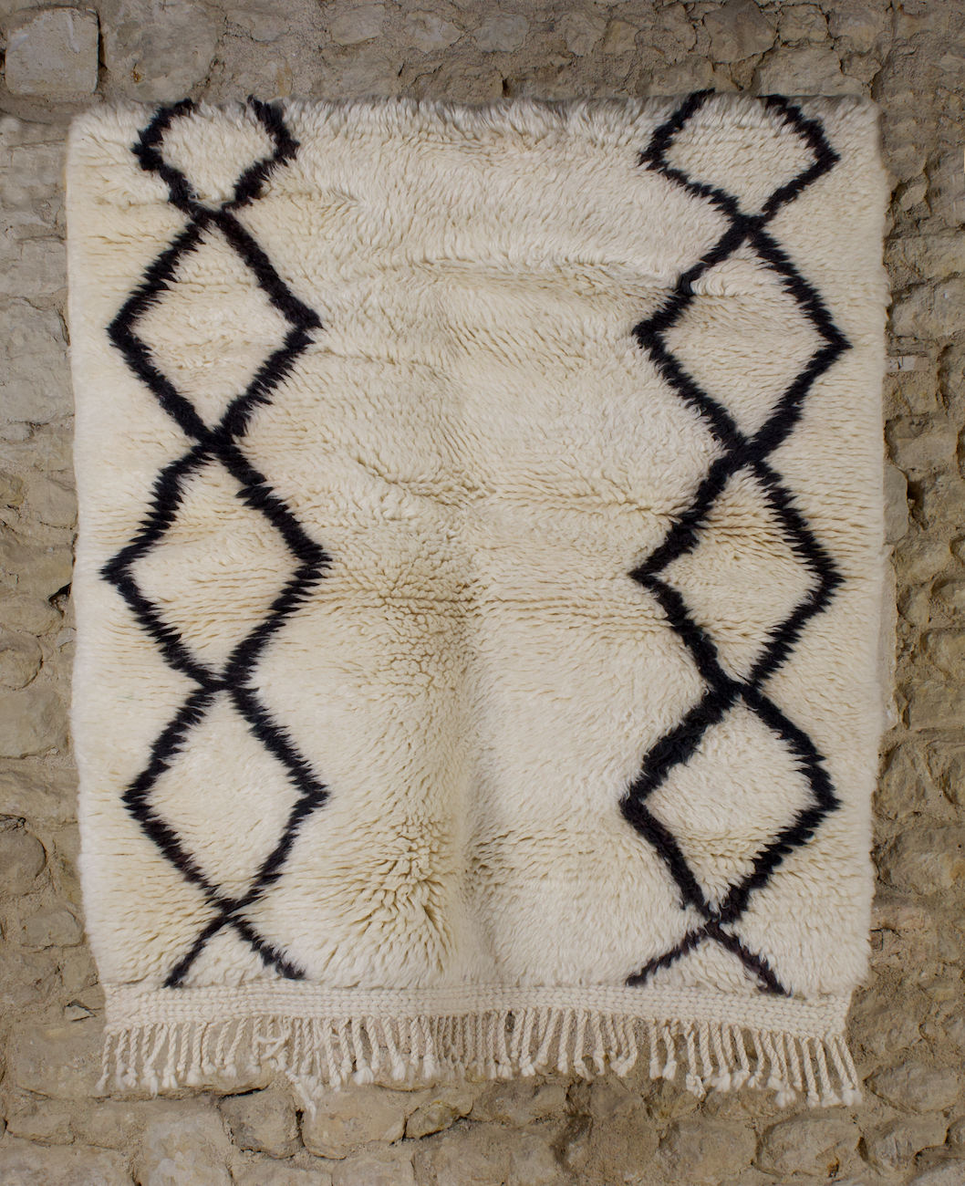 Petit Tapis beni ouarain noir & blanc