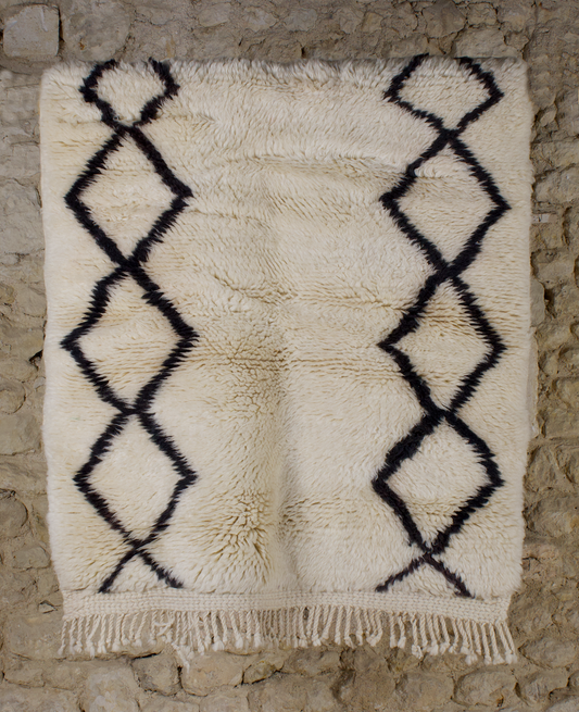 Petit Tapis beni ouarain noir & blanc