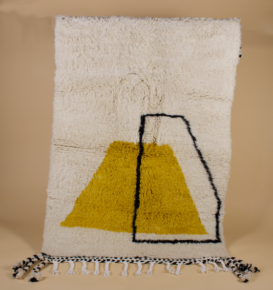 Tapis Beni Ouarain berbère en laine – Design graphique contemporain