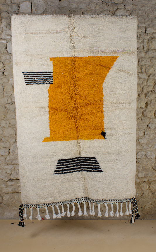 Tapis Beni Ouarain berbère en laine naturelle – Motifs modernes et artisanat traditionnel